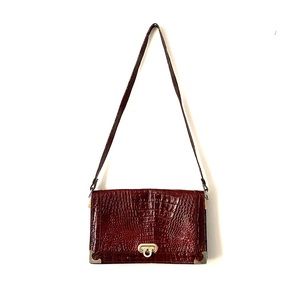 Vintage leather embossed burgundy clutch/bag/purse